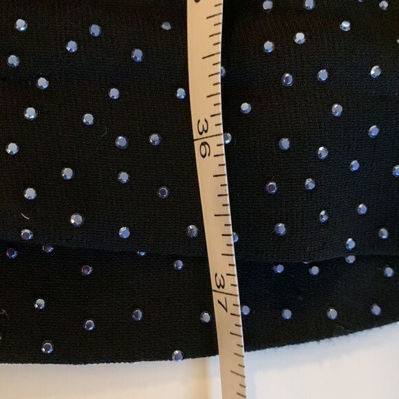 H&m blue rhinestone studded pants narrow legs front zipper button closure - Picture 8 of 8
